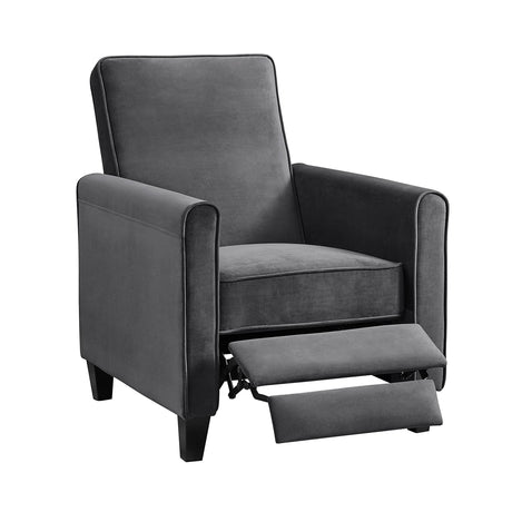 Naomi Home Landon Gray Microfiber Push-Back Recliner, Compact Comfort for Small Spaces, Plush Cushioning, Modern Armless Club Chair Naomi Home
