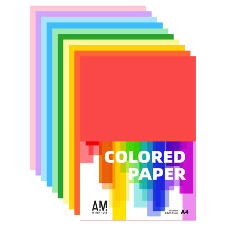AIMI Assorted Colors Bulk for Kids School Supplies A4 Copy Paper Construction Paper Preschool Classroom Supplies Elementary Great for Arts Painting Coloring Drawing Crafts (100) AIMI