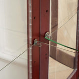 Lighted Curio Cabinet with 6 Adjustable Tempered Glass Shelves, Mirrored Back, Wooden Display Case for Collectibles, Freestanding Storage Cabinet for Living Room Decor, 70” H (Cherry) Generic