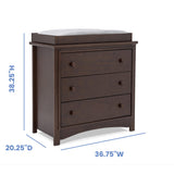 Delta Children Perry 3 Drawer Dresser with Changing Top and Interlocking Drawers, Walnut Espresso Delta Children