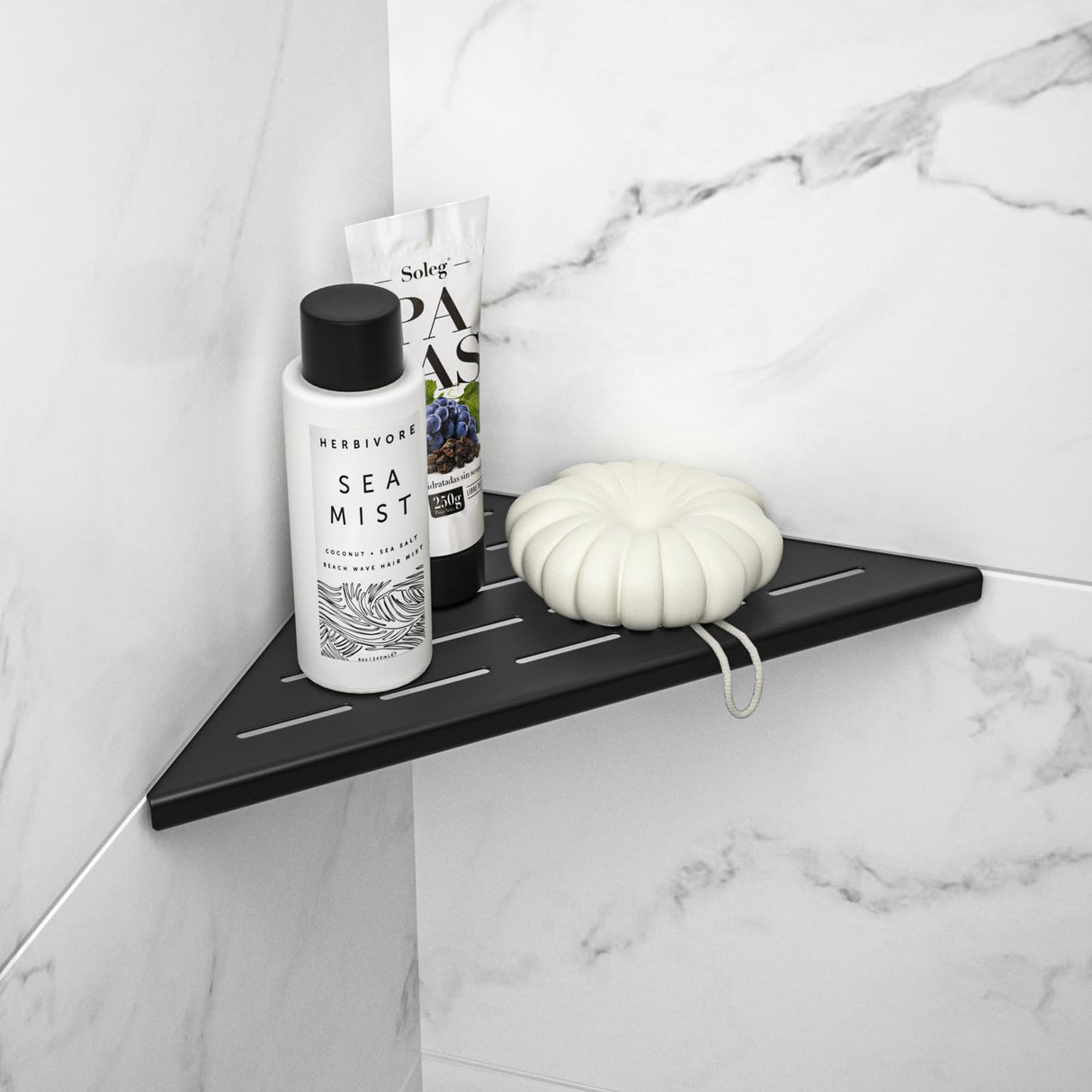 Bernkot Corner Shower Shelf 10" Matte Black 304 Stainless Steel Slot Design Recessed Corner Shelves, Grout in Bathroom Shower Shelf for Tiled Wall, 2 Pack Bernkot