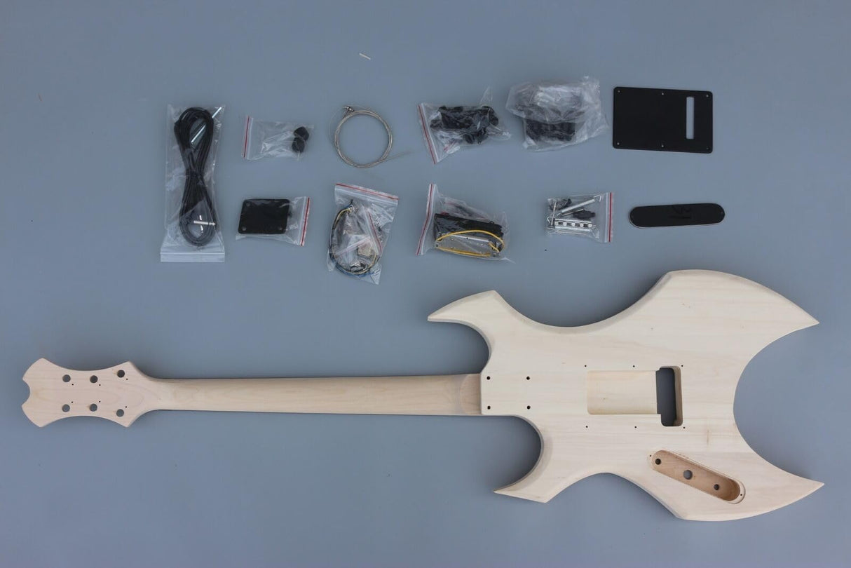 WUQIMUSC DIY electric guitar kits Basswood Guitar Body Mahogany Neck 24 fret 25.5 inch build on your own WoodArtSupply