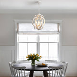 ALISADABOY Dining Room Chandelier Farmhouse Rustic White Wood Light Fixture Antique Orb Pendant Lighting for Kitchen Island Living Room Bedroom Entryway Foyer Staircase, 4 Light ALISADABOY