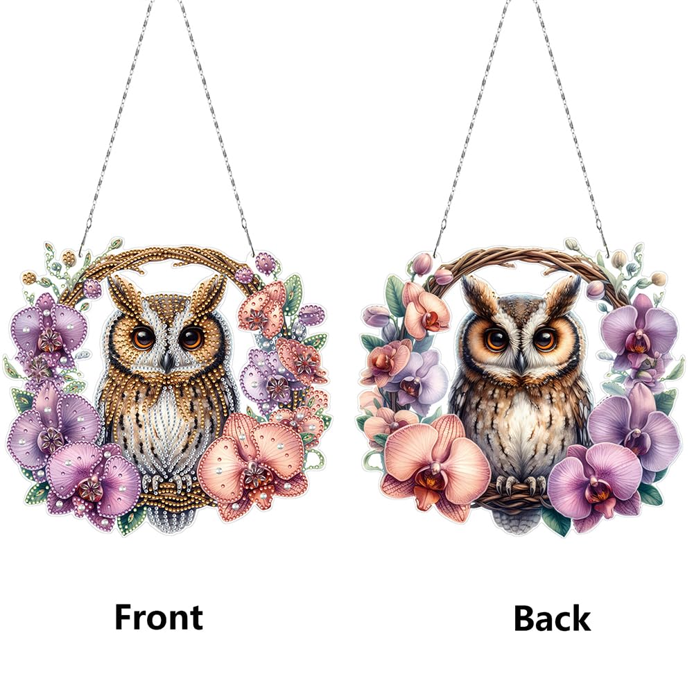 Diamond Art Hanging Kit for Adult,Owl Special Shaped Rhinestone,DIY Acrylic Diamond Painting Window Pendants for Window Suncatchers and Home Wall Decor WoodArtSupply