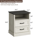 CARPETNAL 20" Farmhouse Nightstand, End Table with 2 Large Drawers & Open Storage, Side Table, Bedside Cabinet for Bedroom, Living Room, White CARPETNAL