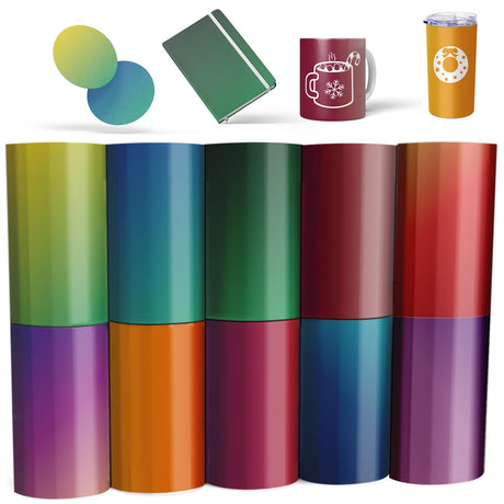Transfer Sheets-Sublimation Heat Transfer Vinyl Sheets for Heat Press Machine,4x5inch Gradient Transfer Sheets for Mug Tumbler T-Shirt Tote Bag,10 Sheets Lucky Goddness