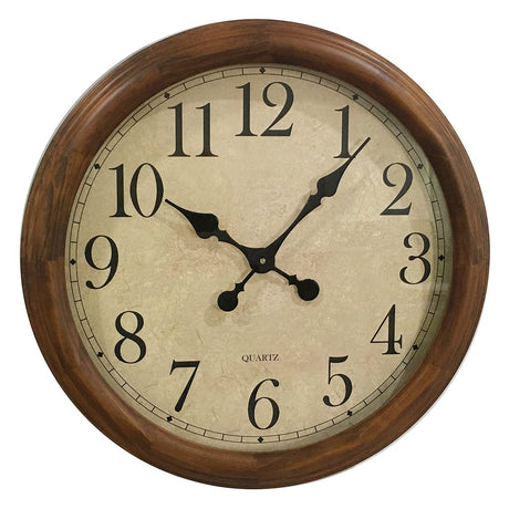 KELAOTE 24-Inch Wood Silent Non-Ticking Battery Operated Decorative Wall Clock for Living Room Decor Large Decorative Clock Oversized (Pine) KELAOTE