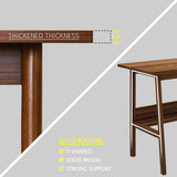 NELYE 2-Person Writing Desk with Bookshelf - 94" Wooden Extra Long Home Office Work Table, Double Study Computer Workstation with Storage Shelves in Walnut, 94" W x 24" D NELYE