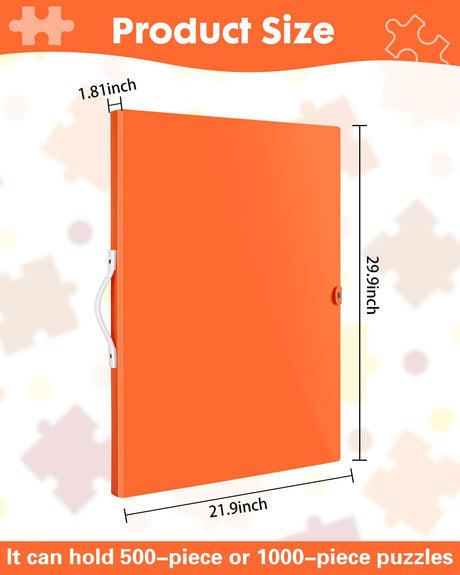 Puzzle Storage Folder for 1000-Pieces, 20 HD Film Pockets, Dustproof and Stain-Proof, Portable and Mobile, Jigsaw Enthusiasts Puzzle Space-Saving Organizer Accessories(Orange) HLLVEX