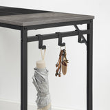 HOOBRO Computer Desk, Home Office Desk with Power Outlet, Modern Study Writing Desk with 3 Hooks for Study Room, Home Office, Sturdy and Stable, Easy to Assemble, Charcoal Gray and Black BC41UDN01 HOOBRO