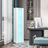 HomVent Modern LED Bookcase Display Cabinet with Glass Doors - Stylish Organiser for Living Room, Bedroom & Office HomVent