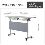 Jklmzpf Conference Table, Folding Office Conference Room Tables on Wheels, Flip Top Mobile Meeting Training Table with White Tabletop, Rectangular Classroom Seminar Tables Multifunctiona Modular Desk Jklmzpf
