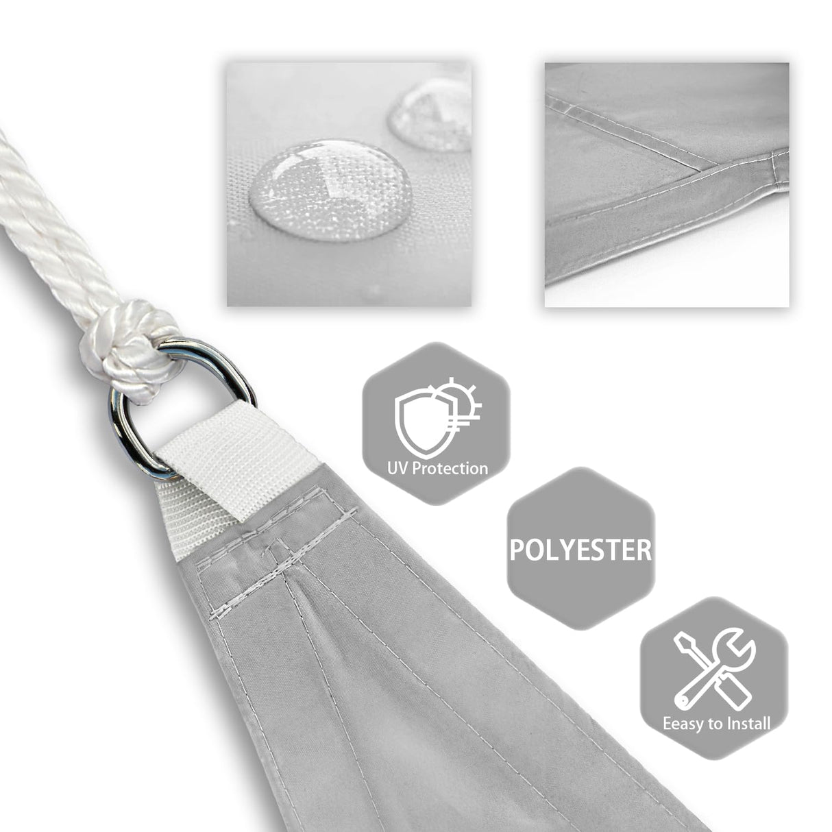 Patio Paradise 10' x 15' Sun Shade Sail Waterproof Gray Rectangle Shade Canopy UV Block Tarp Cloth Outdoor Patio Cover for Garden Backyard Deck Awning Patio