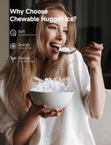 EUHOMY Nugget Ice Maker Countertop, 44Lbs/24H Pebble Ice Maker Machine, Self-Cleaning Pellet Ice Machine with Ice Scoop&Basket, Sonic Countertop Ice Machine for Home/Kitchen/Office(Black) EUHOMY