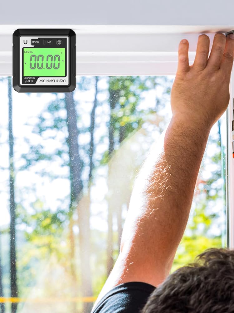 Abizarch Digital Angle Finder Magnetic Angle Gauge LCD Digital Level tool Protractor Inclinometer Level Box Backlit Portable Angle Measurement Tool Battery Operated for Carpentry Building Abizarch