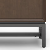 SIMPLIHOME Banting SOLID HARDWOOD Wide Modern Industrial Low Storage Cabinet for The Living, Entryway and Family Room, 32 inch, Walnut Brown SIMPLIHOME