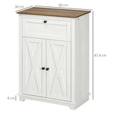 HOMCOM Farmhouse Barn Door Accent Cabinet, Kitchen Sideboard Storage Cabinet with Double Doors, Drawer, and Adjustable Shelf for Bedroom, Living Room, White HOMCOM