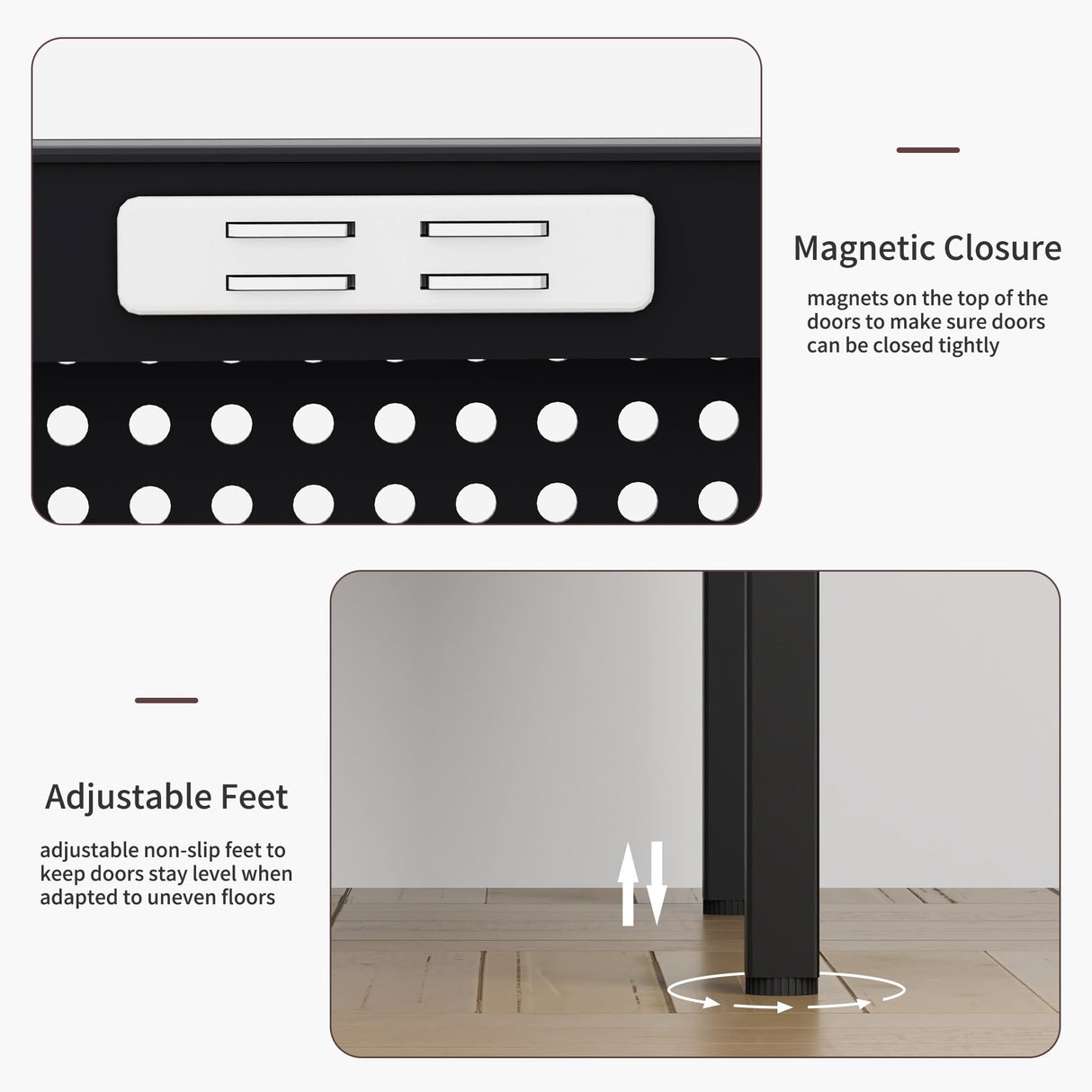 Ustamio Black Metal Storage Cabinet, Metal Locker Storage Cabinet with Doors and Shelves, 3 Tier Steel Office Storage Cabinet, Metal Sideboard for Home, Office, Kitchen and Coffee Bar Ustamio