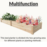 BTExpert 8ft x 2ft Horticulture Raised Garden Beds Elevated Planting Divisible Large Wooden Planter Box Kit Stand for Vegetable Herbs Flower Backyard Patio Balcony Bed Liner Outdoor Clear Natural Wood BTEXPERT