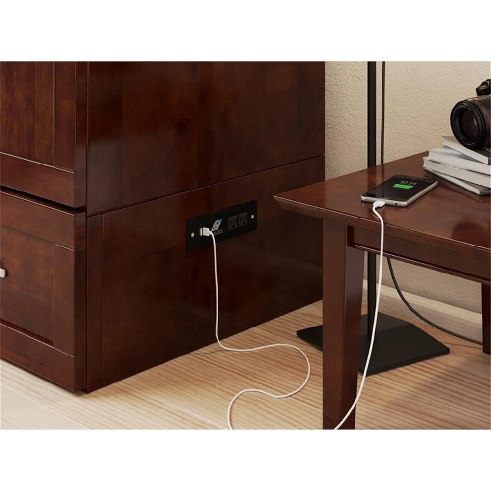 Pemberly Row Set of 2 Twin Extra Long Murphy Bed Chest & Side Table in Walnut Pemberly Row
