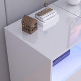 Hlivelood LED TV Stand for 85/75/65 Inch TV, High Glossy Modern TV Console Entertainment Center with Storage and LED Lights for Living Room, Bedroom, White Hlivelood