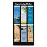 Christian Art Gifts Classic Nature Collection Magnetic Bookmark Set with Scripture, Hymn and Poem for Women and Men, Inspirational Magnetic Pagemarker Set of 6 for Bibles, Books, Size 2.3" x 0.8" Christian Art Gifts