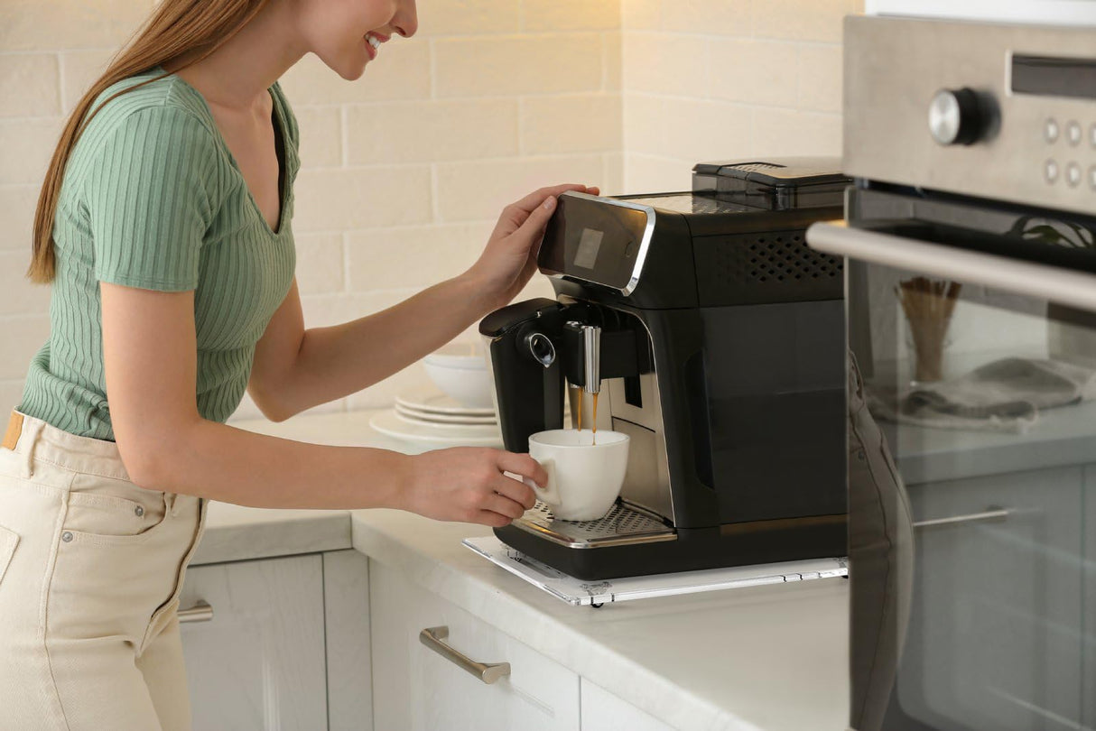 Baemin Acrylic Appliance Slider with Rubber Wheels, Sliding Tray for Heavy Kitchen Appliances, Coffee Maker Slider Tray for Counter, Countertop Moving Tray Accessories for Kitchen - 13" x 14" (Clear) Baemin