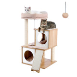 PAWZ Road Cat Tree 35 Inches Wooden Cat Tower with Double Condos, Spacious Perch, Fully Wrapped Scratching Sisal Posts and Replaceable Dangling Balls-Walnut PAWZ Road