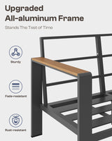 Oasbira Aluminum Outdoor Patio Furniture Set with Coffee Table, 4 Piece Patio Conversation Sets with Washable Thick Cushions, Outdoor Sectional Furniture Set for Porch, Balcony, Deck, Yard, Graphite Oasbira