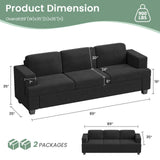 YOUDENOVA 2 Piece Set Comfy Sofa Couch, 3 Seater & Loveseat Sofa with Deep Seats, Modern Sleeper Couch for Living Room, Dark Grey Chenille YOUDENOVA