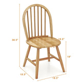 Safeplus 18" Oak Dining Chairs Set of 4, Wood Windsor Chair with Spindle Back for Country Farmhouse Kitchen Island Safeplus