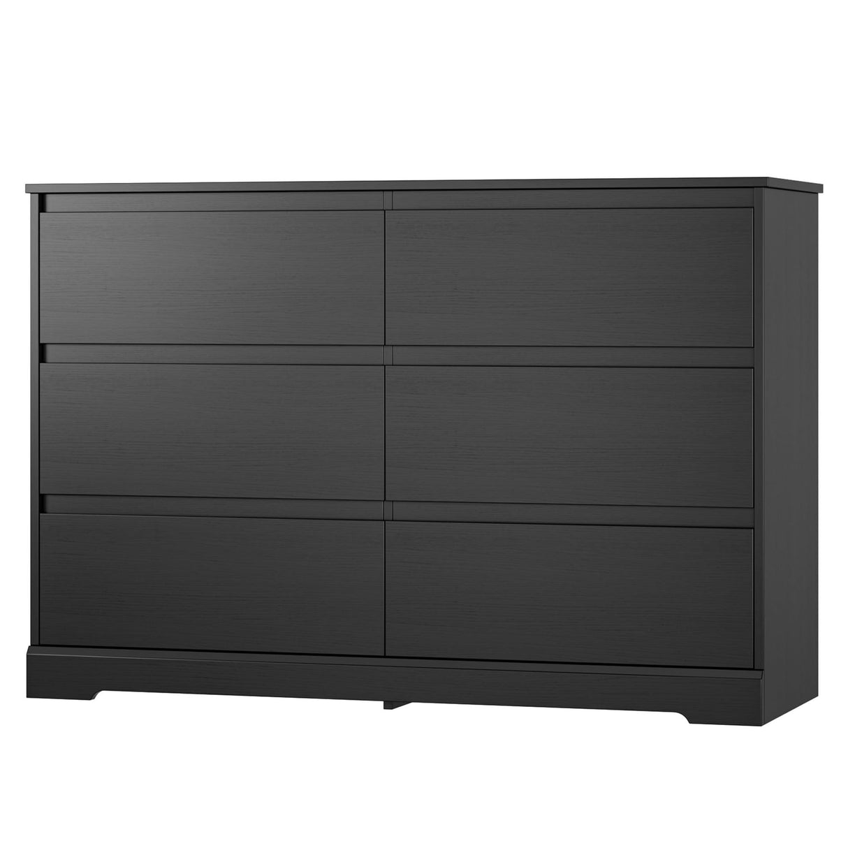 FOTOSOK 6 Drawer Double Dresser, Black Dresser, Modern 6 Chest of Drawers with Deep Drawers, Wide Storage Organizer Cabinet for Living Room Home FOTOSOK