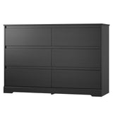 FOTOSOK 6 Drawer Double Dresser, Black Dresser, Modern 6 Chest of Drawers with Deep Drawers, Wide Storage Organizer Cabinet for Living Room Home FOTOSOK