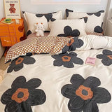 Houseri Black Floral Comforter Set Twin Beige 3D Floral Bedding Comforter Sets Twin Size for Toddler Girls Kawaii Flowers Comforter Cute Relief Print Bedding Beige White Flower Bedding Set Twin Houseri