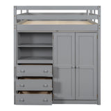 Harper & Bright Designs Full Size Grey Loft Bed with Wardrobe, Desk, and Storage Solutions Harper & Bright Designs