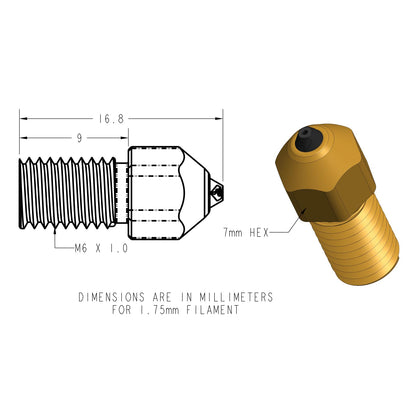 Diamondback Nozzles – Spider Compatible – Polycrystalline Solid Diamond Tip 3D Printer Nozzles, Improved Extrusion, Any Filament, Long Life, Wear Resistant, USA Made (0.6mm) - WoodArtSupply