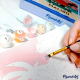 Figured'Art Mini Paint by Numbers Kit for Adults with Frame Fantasy Monkey and Flowers Small Format 8"x8" - Craft Art Painting DIY Canvas Already Stretched on a Wooden Frame Figured'Art