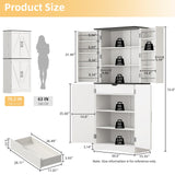 BREEZEHEAT 72" Tall Kitchen Pantry Cabinet, White Freestanding Farmhouse Pantry Storage Cabinet with 180° Swivel Doors, Adjustable Shelves & Drawer, Hutch Cabinet for Kitchen, Dining Room or Bathroom BREEZEHEAT
