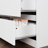 ROMSHINE 6 Drawer Dresser with Rotatable Tabletop, Modern Chest of Drawers with Extendable Desk (No More Than 98" W), Drawer Organizer for Bedroom Home Office, White Dresser ROMSHINE