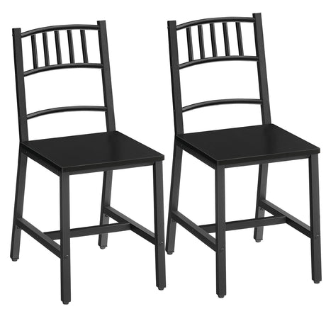 HOOBRO Kitchen Chairs Set of 2, Wooden Dining Room Chairs with Metal Frame, Dining Chairs with Back, Easy to Assemble, Farmhouse Dining Chairs for Kitchen, Living Room, Black BB39CD01 HOOBRO