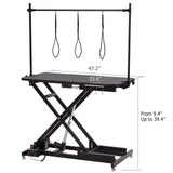 Upgrade 47"Electric Grooming Table, Large Height Adjustable, Heavy Duty Collapsible Dog Grooming Station with Overhead Arms, Noose, Maximum Capacity Up to 264lbs, Black Garvee