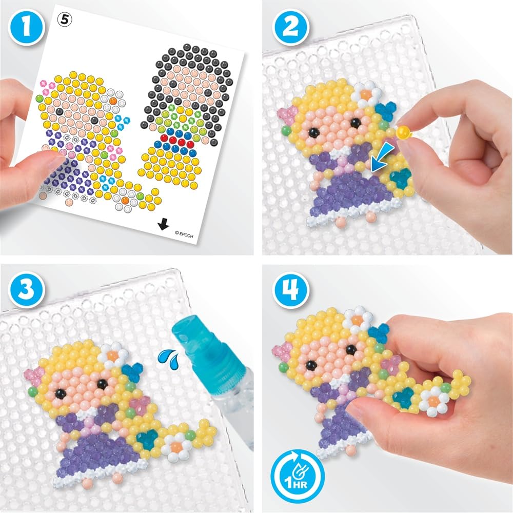 Aquabeads Disney Princess Creation Cube, Complete Arts & Crafts Bead Kit for Children - Over 2,500 Beads & Display Stand The Create Belle, Ariel, Tiana, Rapunzel and More Aquabeads