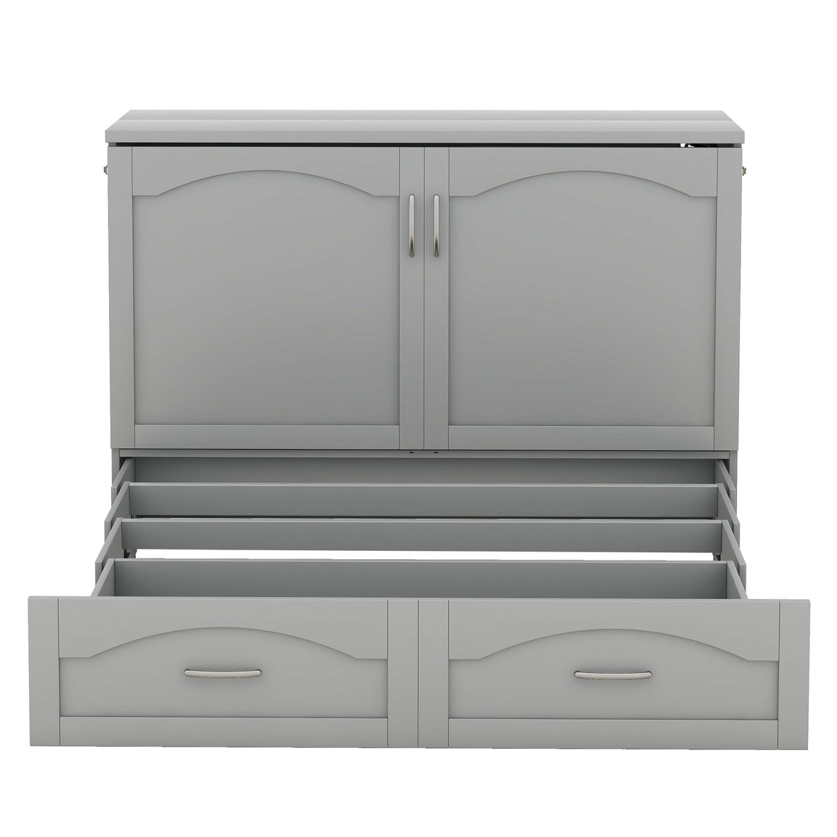 Harper & Bright Designs Full Size Murphy Bed Cabinet Wall Bed Chest with Storage Drawer,USB,Charging Station, Wood Murphy Bed Frame for Home Office or Small Room-Gray Harper & Bright Designs