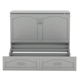 Harper & Bright Designs Full Size Murphy Bed Cabinet Wall Bed Chest with Storage Drawer,USB,Charging Station, Wood Murphy Bed Frame for Home Office or Small Room-Gray Harper & Bright Designs