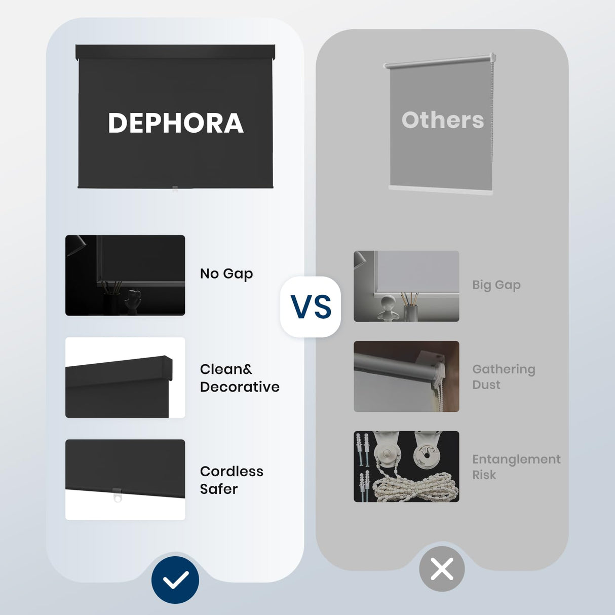 100% Blackout Roller Shades Cordless Blinds for Indoor Windows,Free-Stop Window Shades Pull Down,Thermal Insulated Fabric UV Protection,Blackout Window Guard Blinds for Home,Office,Black,34" W x 72" H Dephora