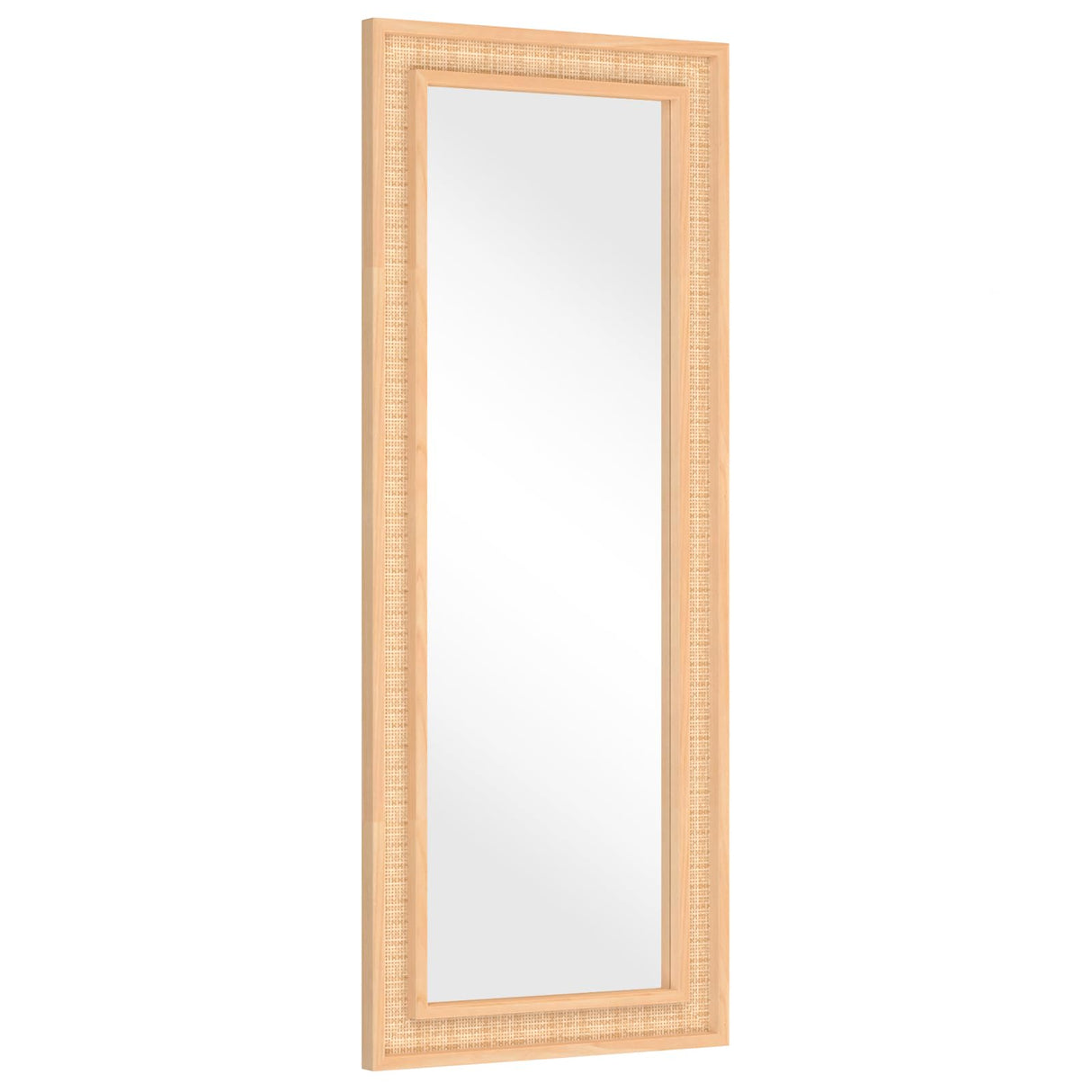 FUWU HOME Rattan Full Length Mirror, 24 X 60 inch Wood Bathroom Vanity Mirror, Free Standing or Wall Mounted Full Body Mirror for Bedroom, Living Room, Dressing Room FUWU HOME