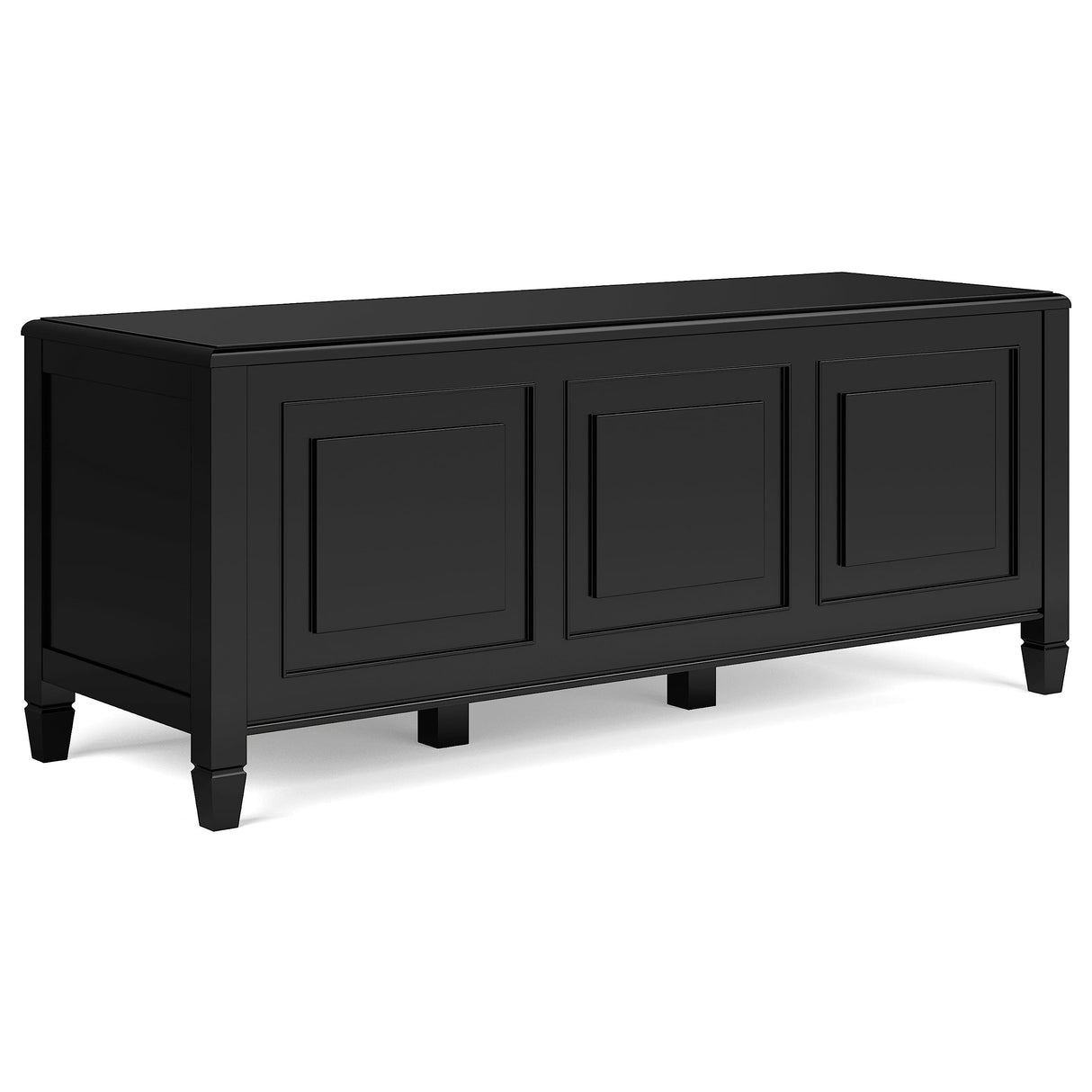 SIMPLIHOME Connaught Solid Wood 51 Inch Wide Traditional Storage Bench Trunk in Black, for The Living Room, Entryway and Family Room SIMPLIHOME