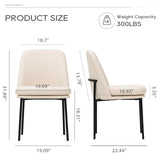 COLAMY Modern Dining Chairs Set of 2, Fabric Upholstered Dining Room Chairs Dinner Chair Stylish Kitchen Chairs with Curved Back and Metal Legs, Beige COLAMY