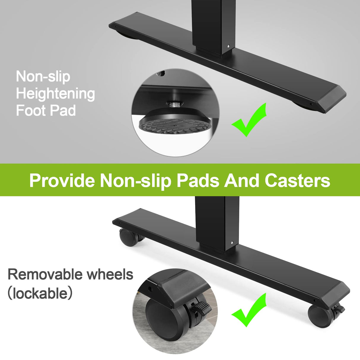 farexon Electric Standing Desk Adjustable Height, 55 x 24 Inch Stand up Desk with Large Mouse Pad, Rolling Wheels & Foot Pad,27''-46'' Lifting Range Home Office Computer Desk(Black) farexon