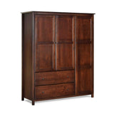 Grain Wood Furniture Shaker 3-Door Wardrobe, Solid Wood with Cherry Finish Grain Wood Furniture